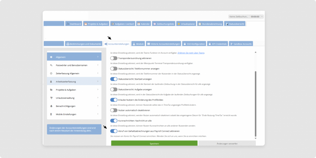 Gehaltszettel Download in TimeTac aktivieren